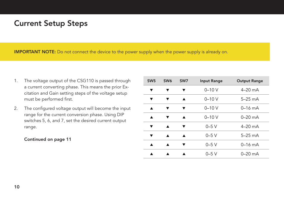 Current setup steps | FUTEK CSG110 (JM-2A / JM-2AD)-Series User Manual | Page 10 / 24