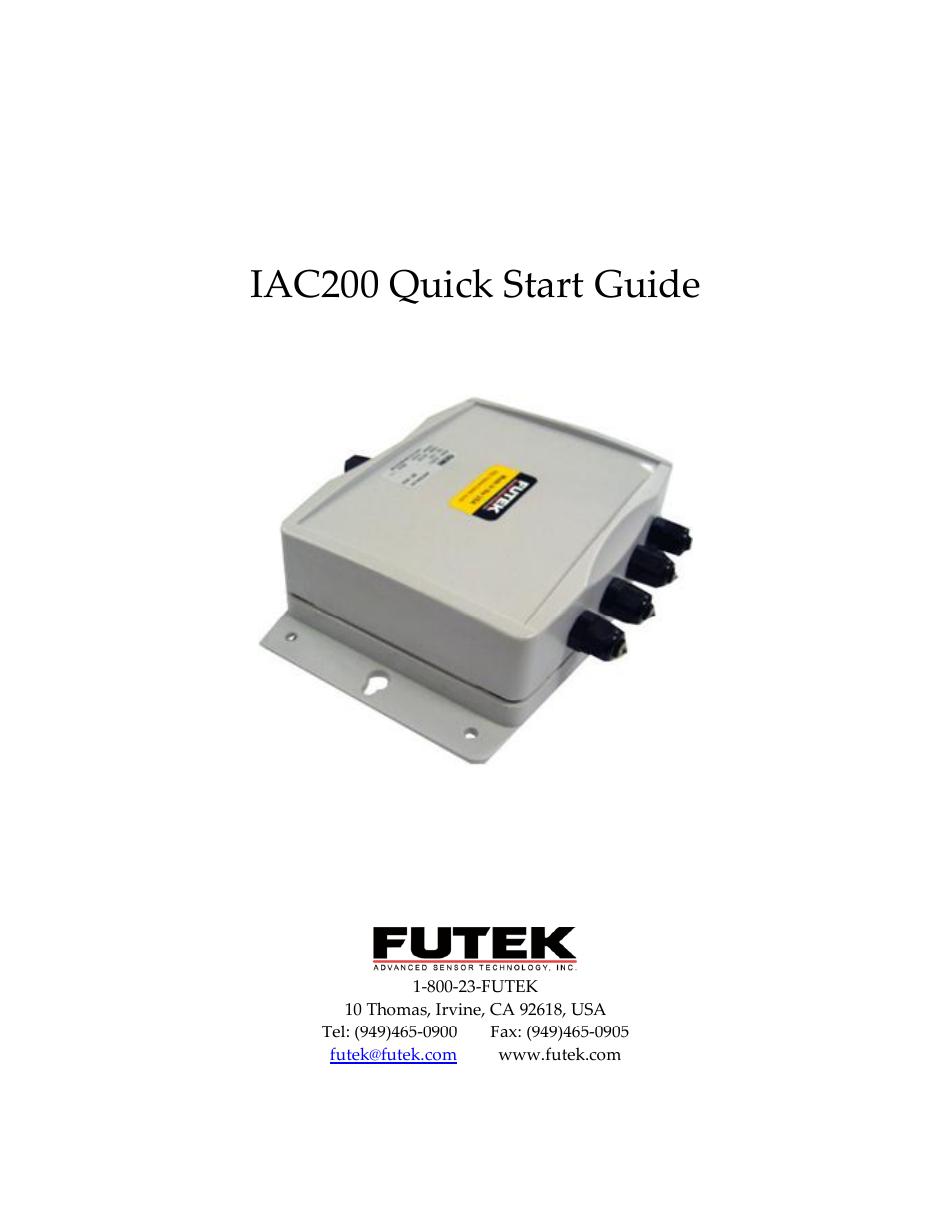 FUTEK IAC200 Junction Box User Manual | 5 pages