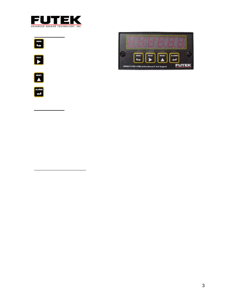 Menu functions, 3 methods for configuration | FUTEK IPM500 (D500) Digital Display User Manual | Page 4 / 16