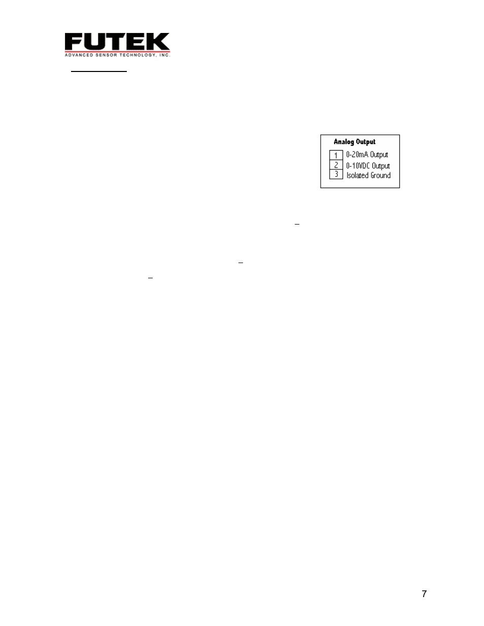 Analog output (available on d502, d503, and d504) | FUTEK IPM500 (D500) Digital Display User Manual | Page 8 / 16