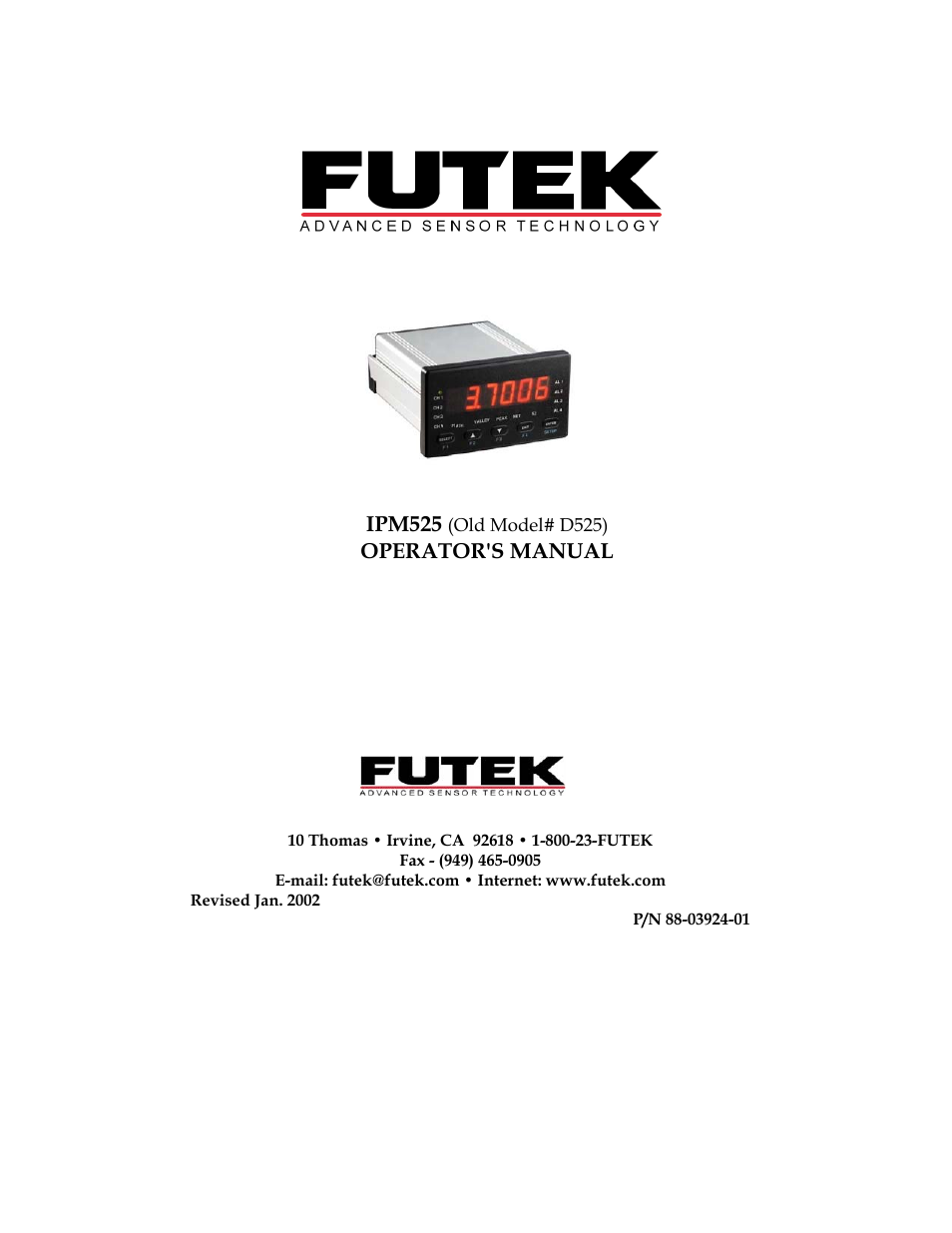 FUTEK IPM52x (D520) Digital Display User Manual | 33 pages