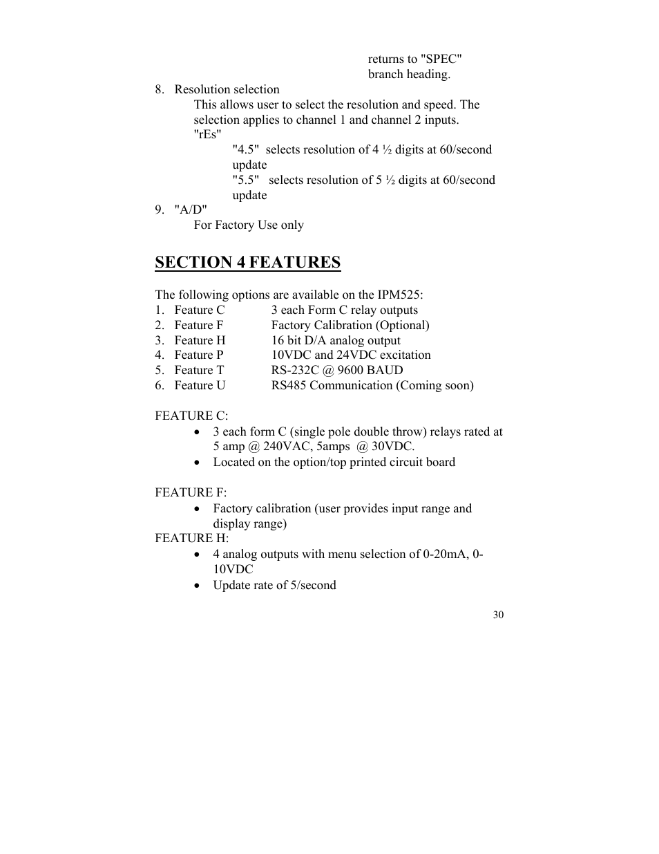 Features | FUTEK IPM52x (D520) Digital Display User Manual | Page 31 / 33