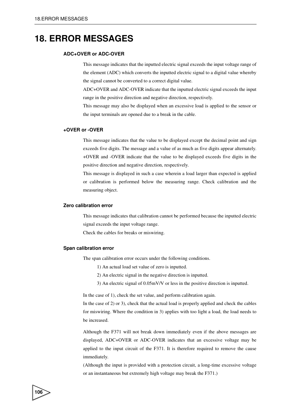 Error messages | FUTEK IPM600 (D610) Digital Display User Manual | Page 117 / 136