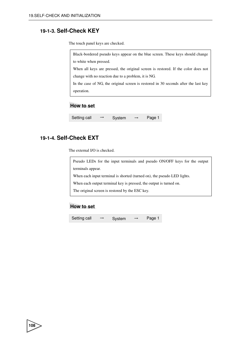 1-3. self-check key, 1-4. self-check ext, Self-check key | Self-check ext, P108) | FUTEK IPM600 (D610) Digital Display User Manual | Page 119 / 136
