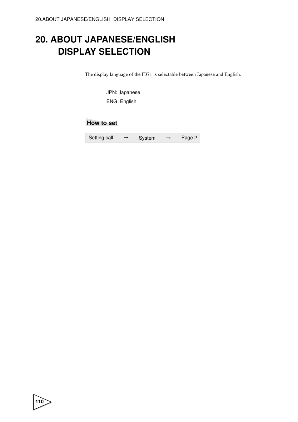 About japanese/english display selection, P110) | FUTEK IPM600 (D610) Digital Display User Manual | Page 121 / 136