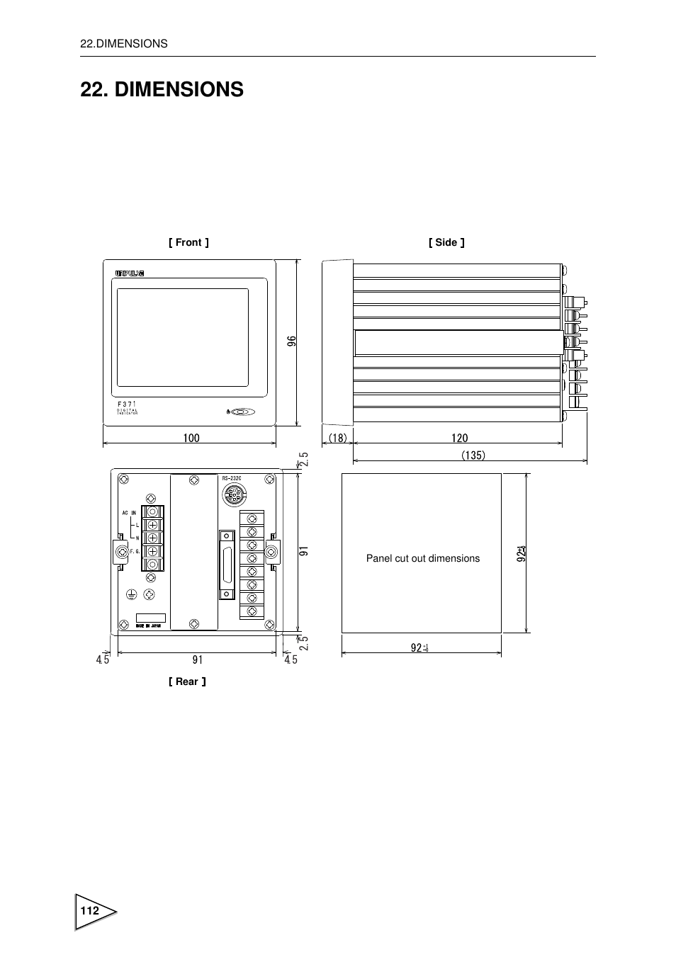 Dimensions | FUTEK IPM600 (D610) Digital Display User Manual | Page 123 / 136
