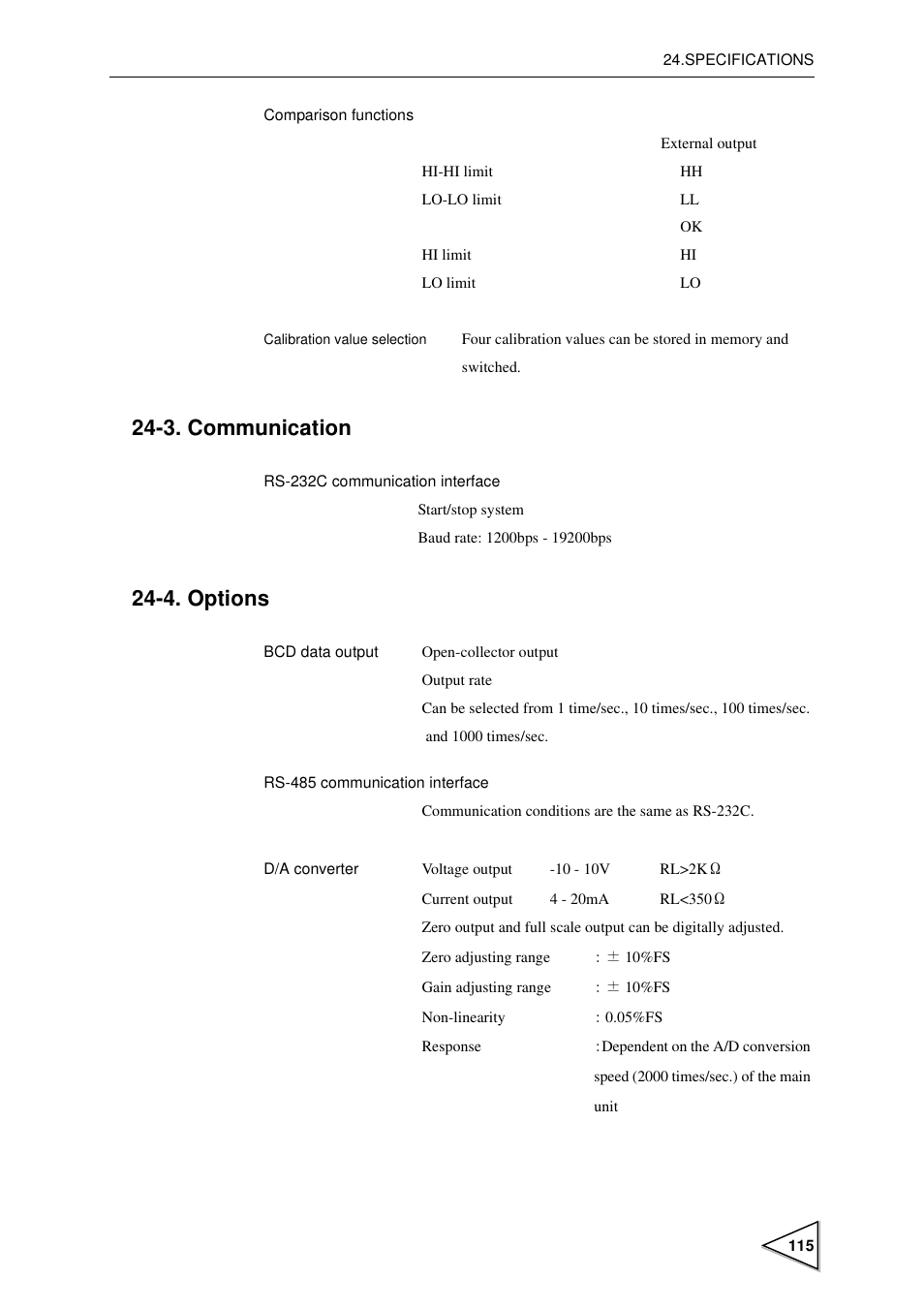 3. communication, 4. options, Communication | Options | FUTEK IPM600 (D610) Digital Display User Manual | Page 126 / 136