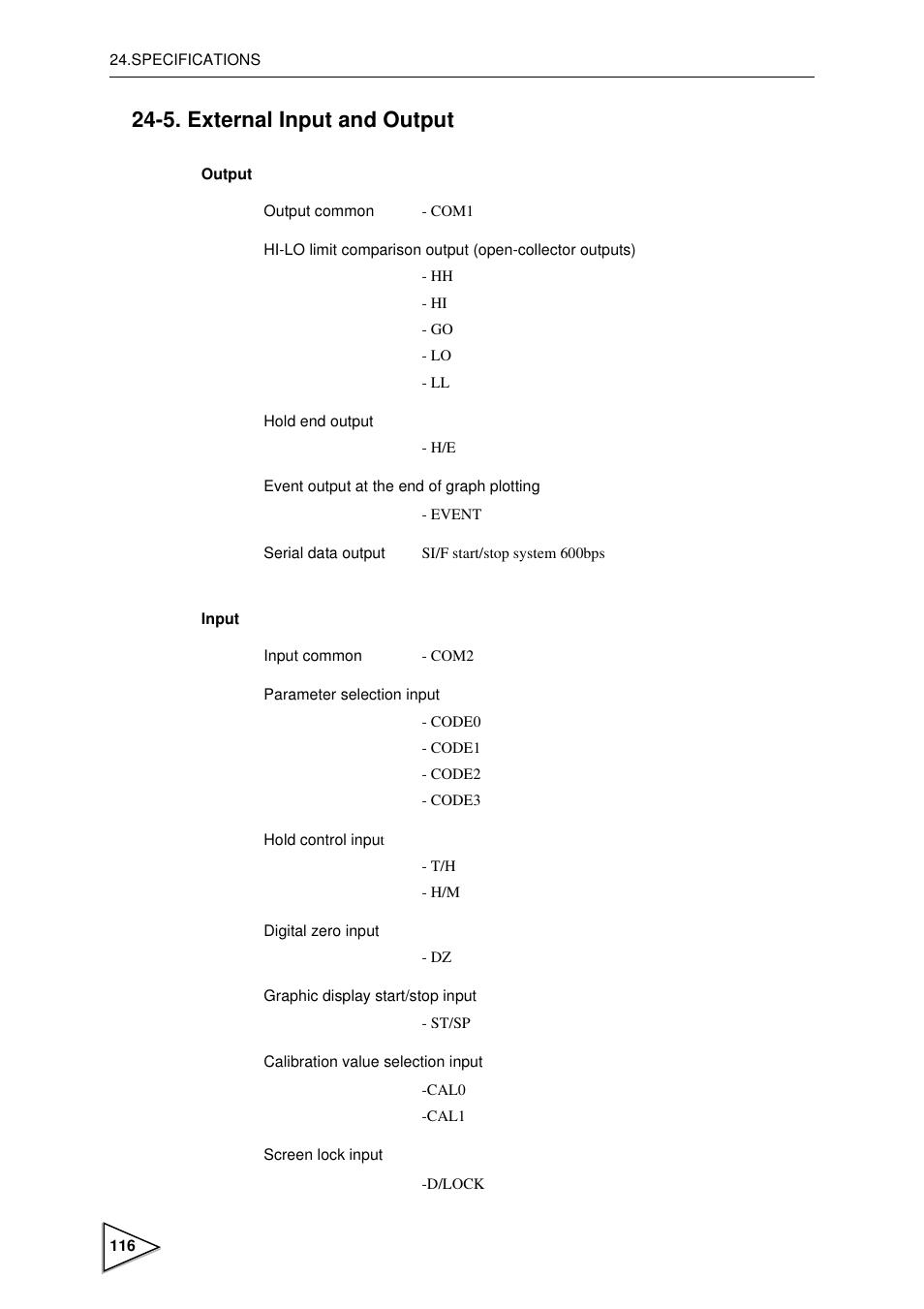 5. external input and output, External input and output | FUTEK IPM600 (D610) Digital Display User Manual | Page 127 / 136