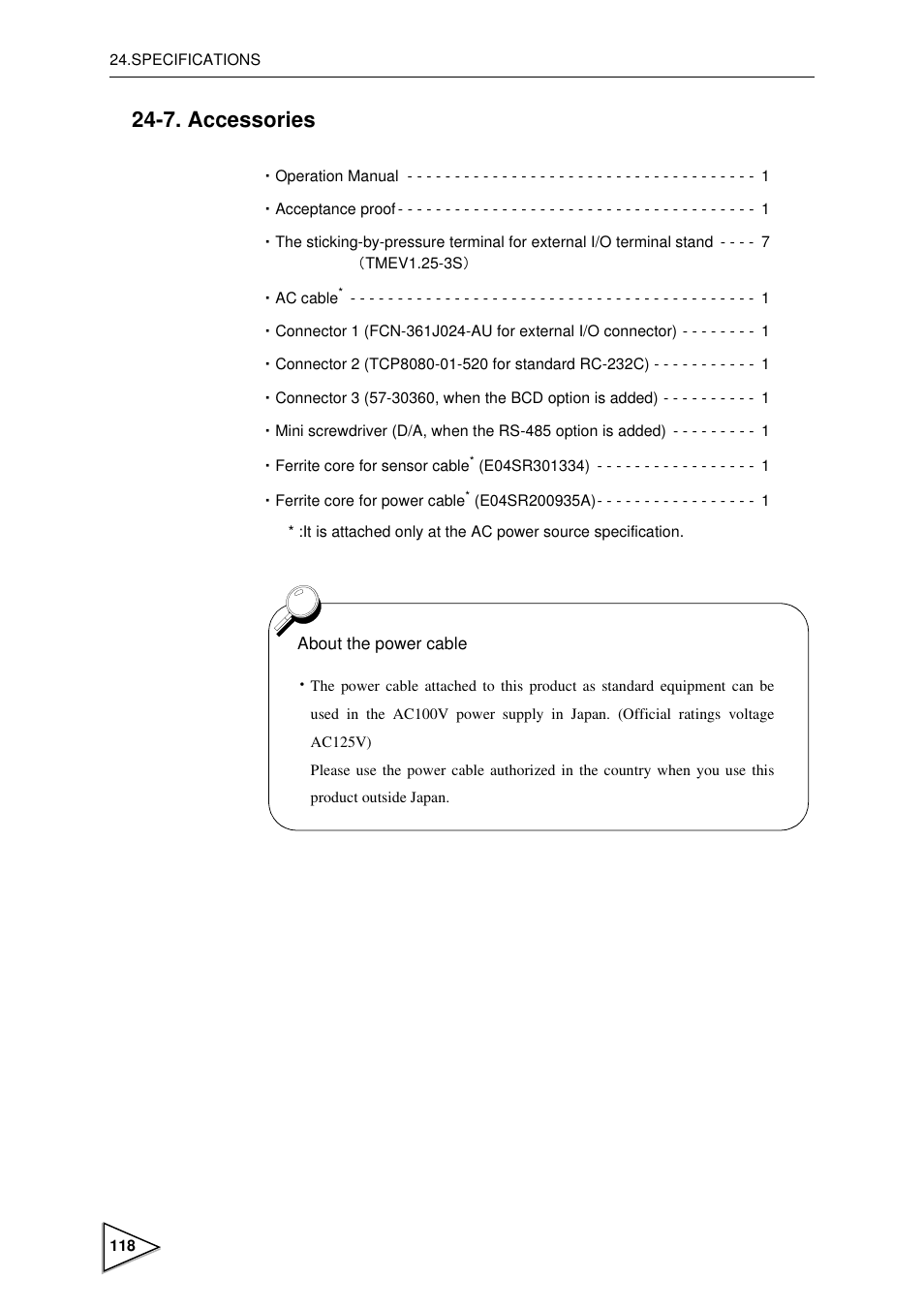 7. accessories, Accessories | FUTEK IPM600 (D610) Digital Display User Manual | Page 129 / 136