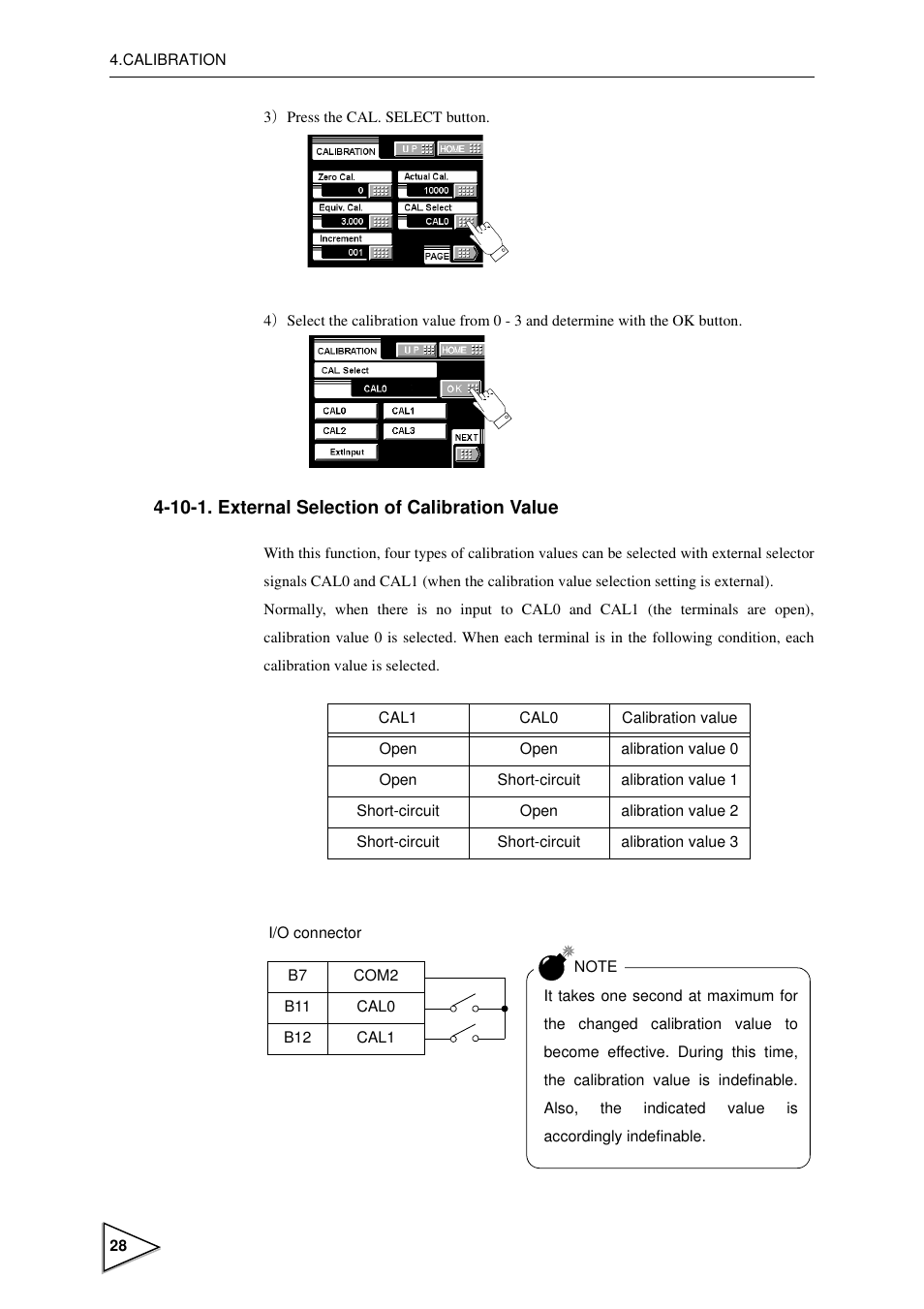10-1. external selection of calibration value, External selection of calibration value | FUTEK IPM600 (D610) Digital Display User Manual | Page 39 / 136