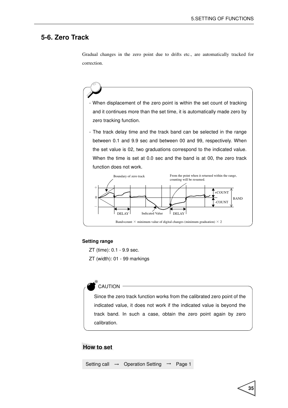6. zero track, Zero track, P35) | How to set | FUTEK IPM600 (D610) Digital Display User Manual | Page 46 / 136