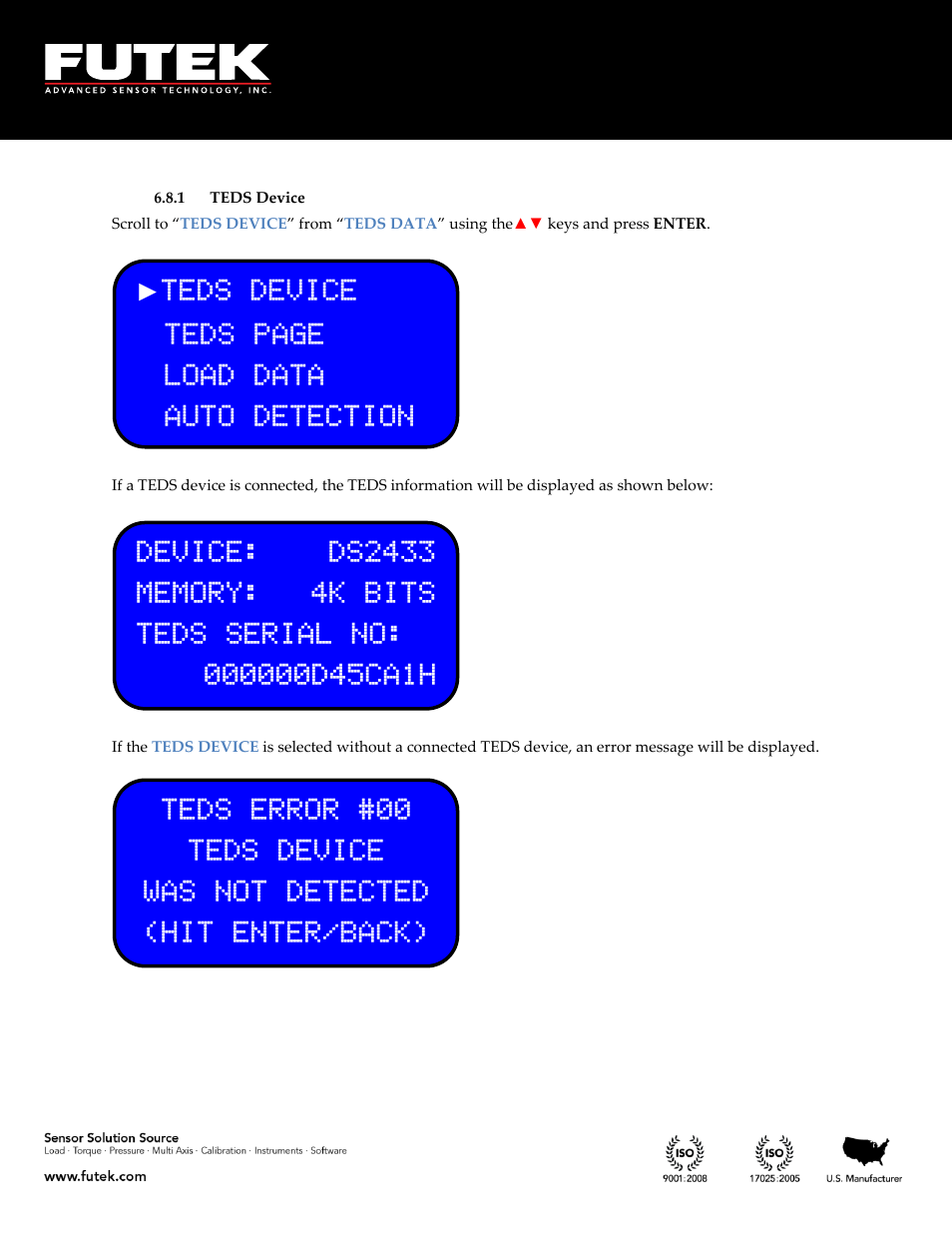 Teds device | FUTEK IPM650 Series User Manual | Page 106 / 120