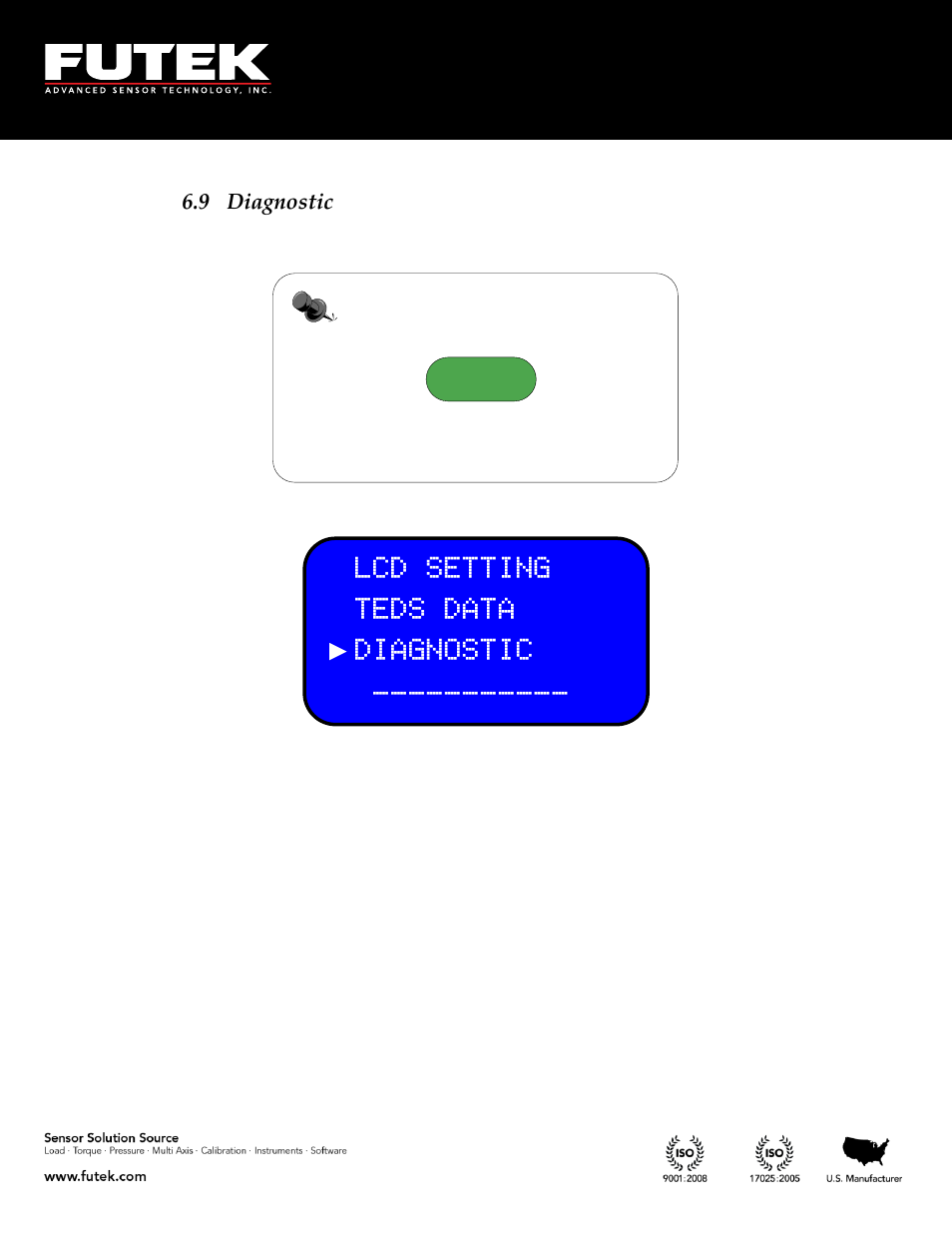 Diagnostic, Lcd setting teds data ► diagnostic | FUTEK IPM650 Series User Manual | Page 110 / 120