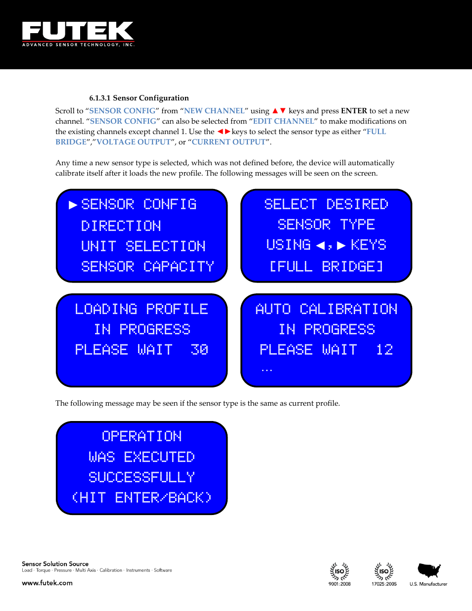 Sensor configuration | FUTEK IPM650 Series User Manual | Page 26 / 120