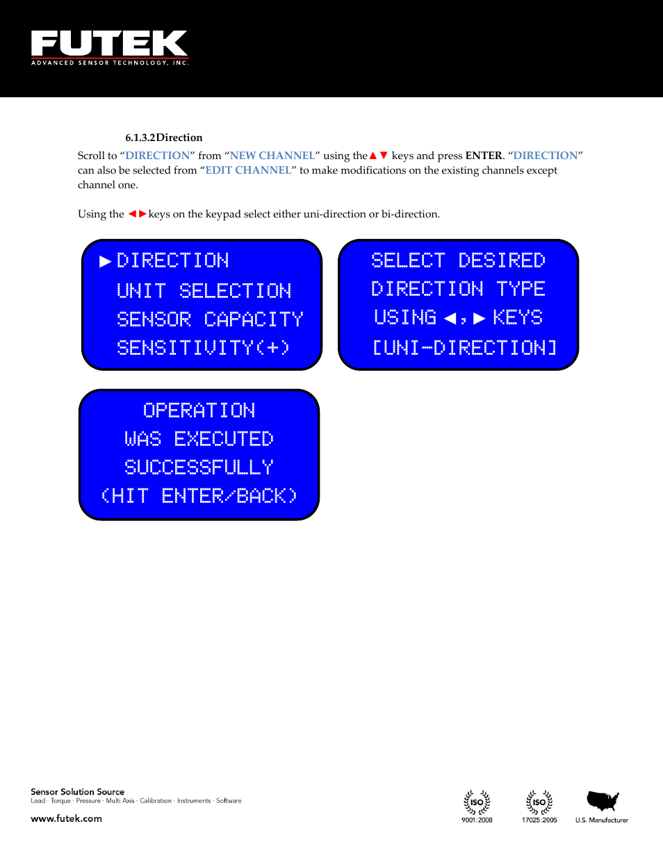 Direction | FUTEK IPM650 Series User Manual | Page 27 / 120