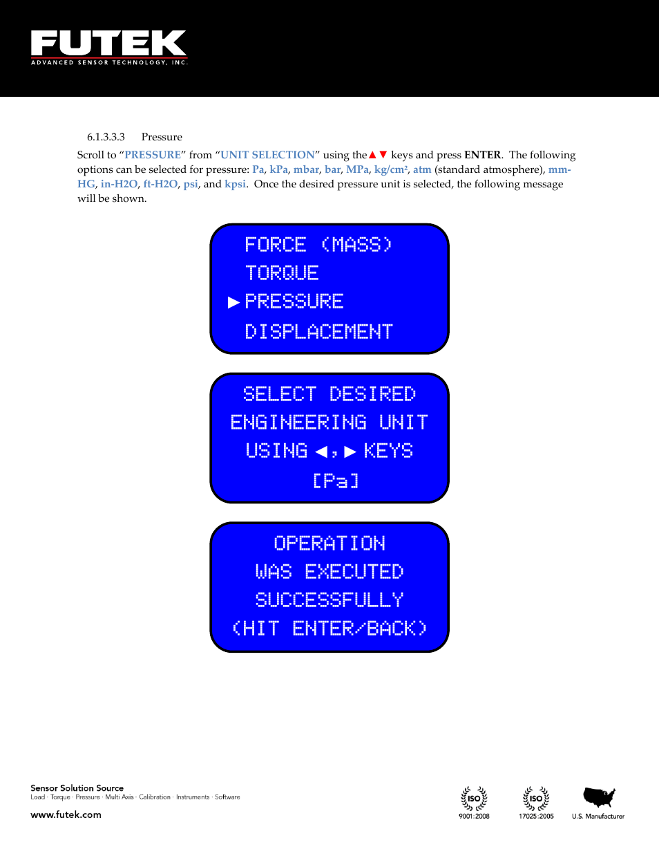 Pressure | FUTEK IPM650 Series User Manual | Page 31 / 120