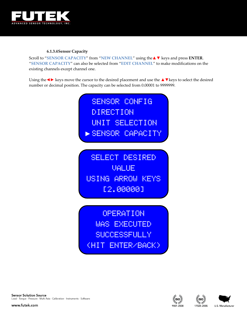 Sensor capacity | FUTEK IPM650 Series User Manual | Page 34 / 120