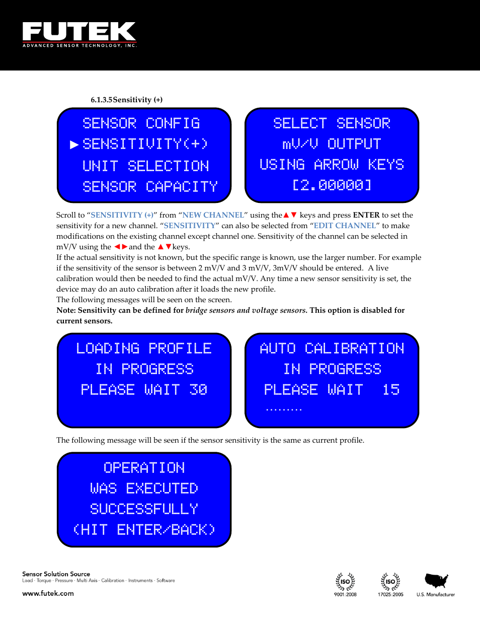 Sensitivity (+), Loading profile in progress please wait 30 | FUTEK IPM650 Series User Manual | Page 35 / 120