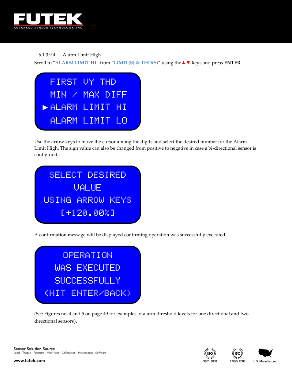 Alarm limit high | FUTEK IPM650 Series User Manual | Page 47 / 120
