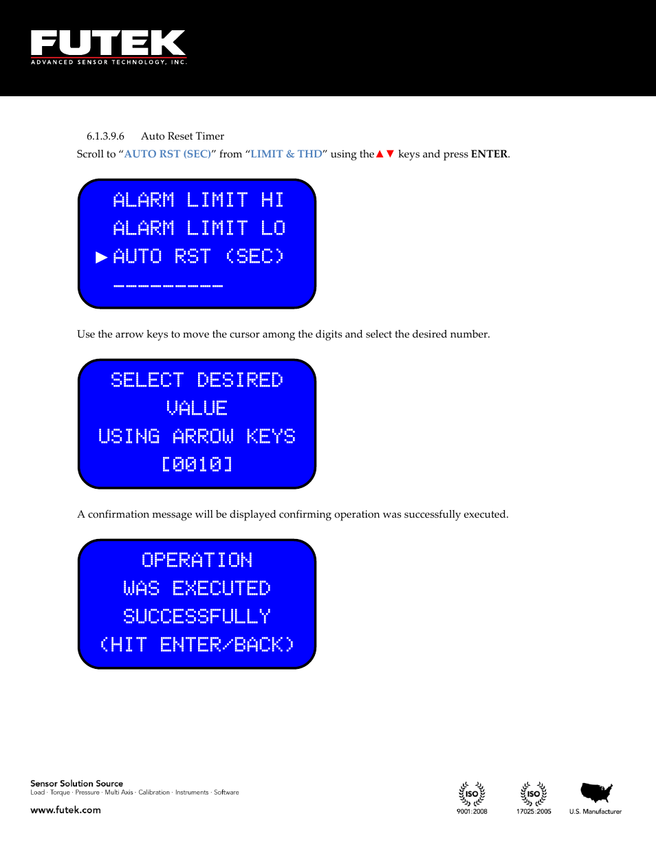 Auto reset timer | FUTEK IPM650 Series User Manual | Page 50 / 120