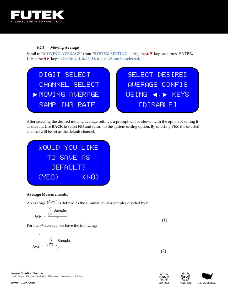 Moving average | FUTEK IPM650 Series User Manual | Page 63 / 120