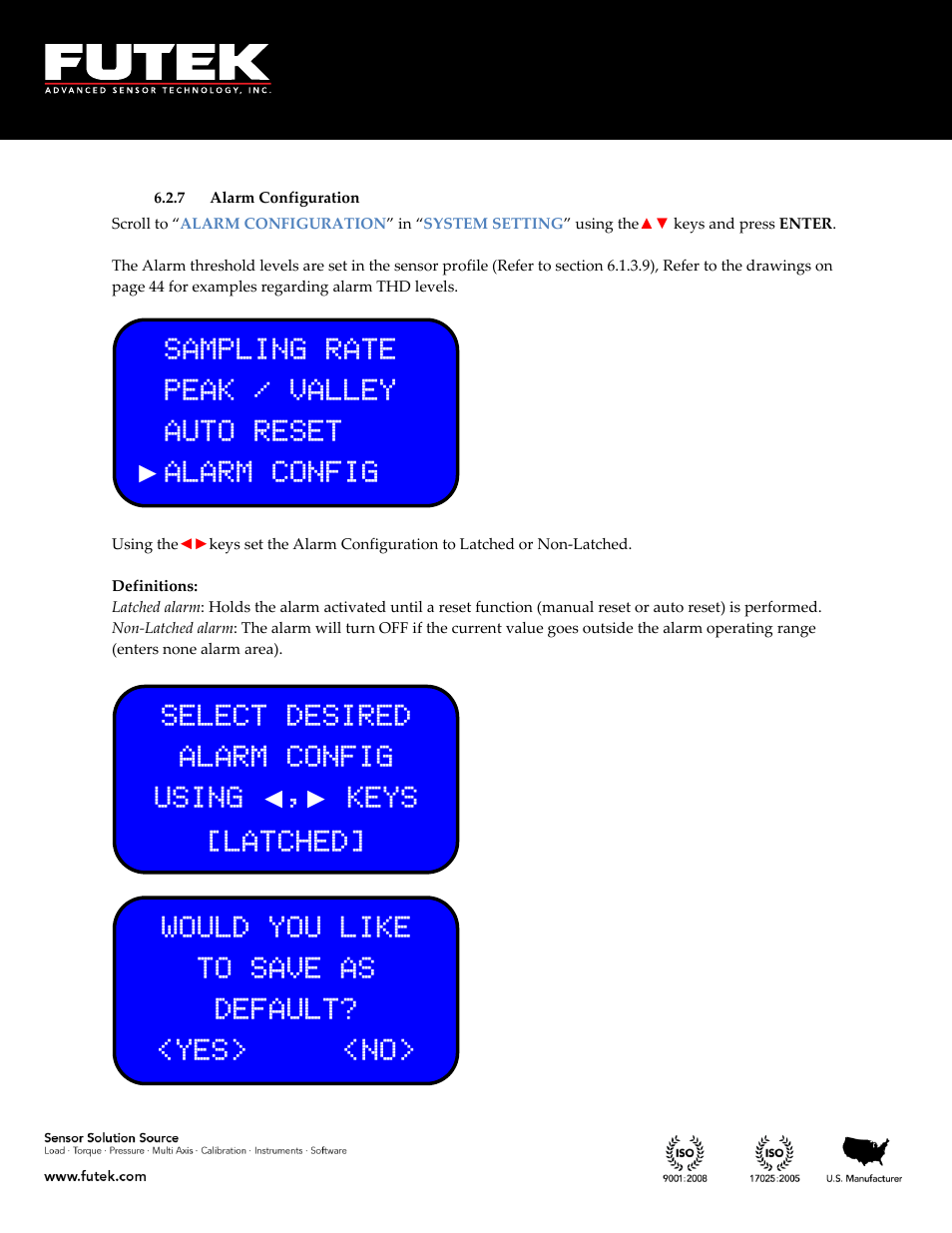 Alarm configuration | FUTEK IPM650 Series User Manual | Page 69 / 120