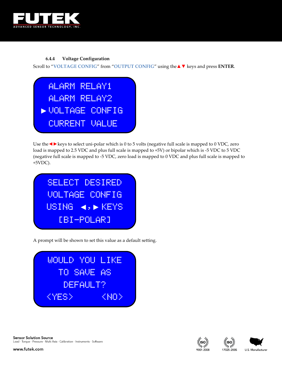 Voltage configuration | FUTEK IPM650 Series User Manual | Page 81 / 120