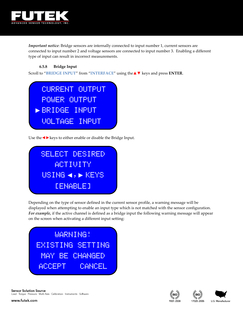 Bridge input | FUTEK IPM650 Series User Manual | Page 92 / 120