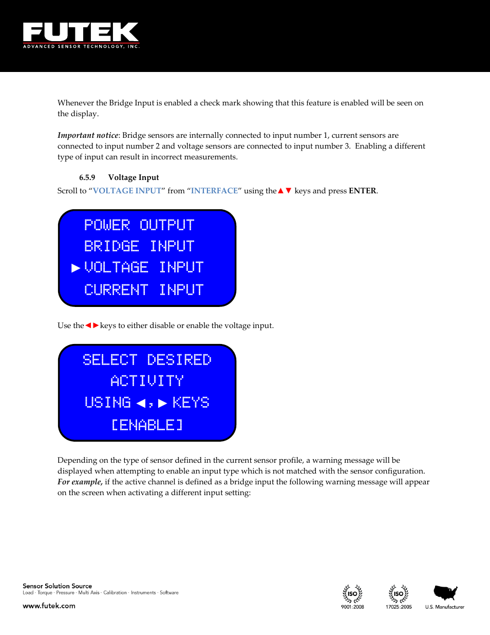 Voltage input | FUTEK IPM650 Series User Manual | Page 93 / 120