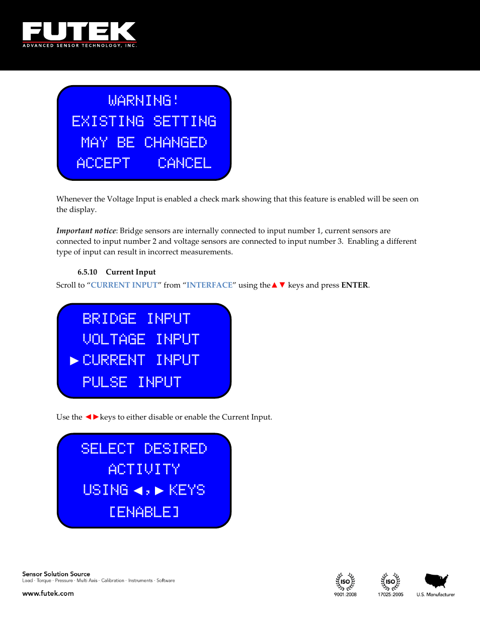 Current input | FUTEK IPM650 Series User Manual | Page 94 / 120