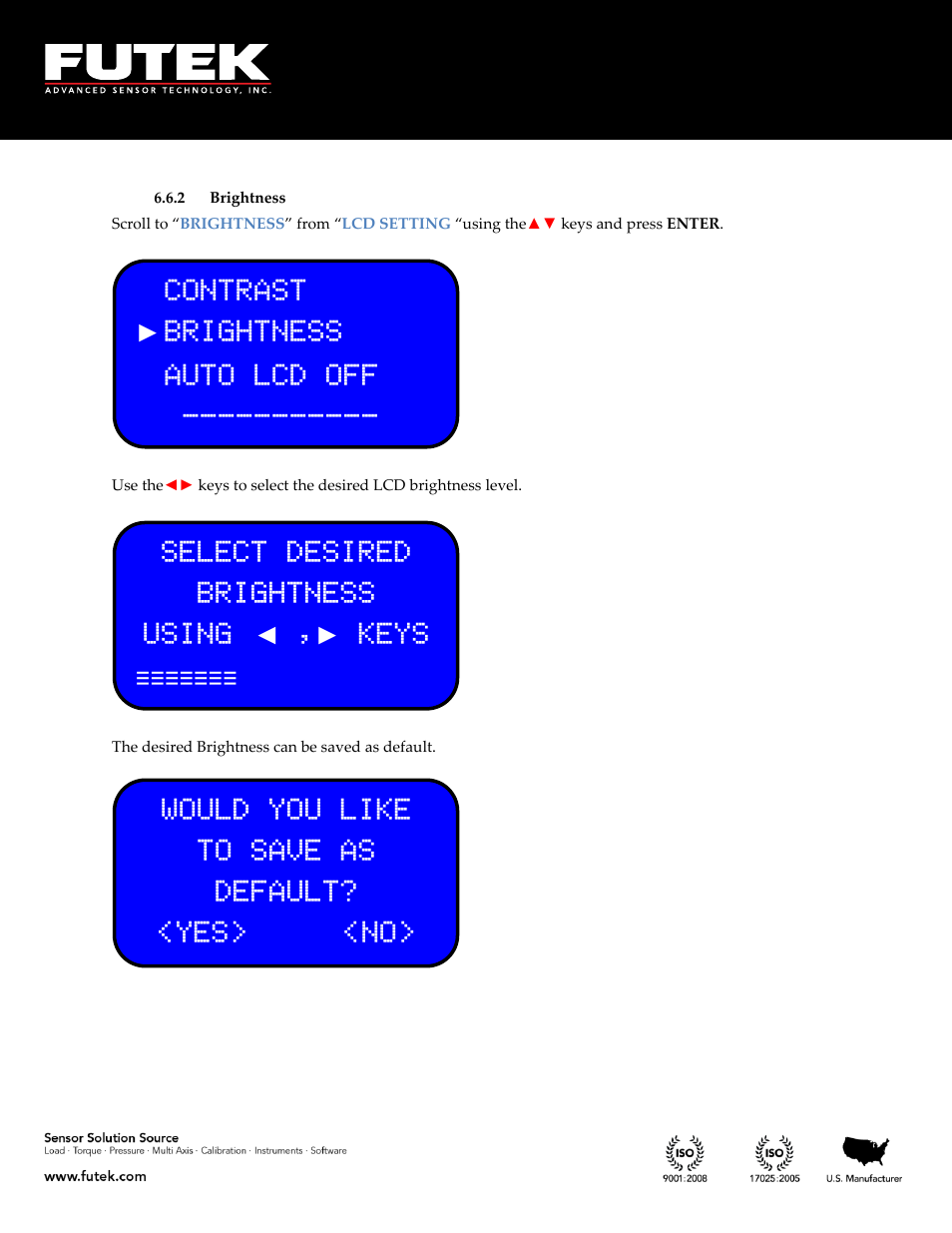 Brightness | FUTEK IPM650 Series User Manual | Page 98 / 120