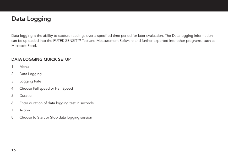 Data logging | FUTEK IPM650 Series User Manual | Page 16 / 24