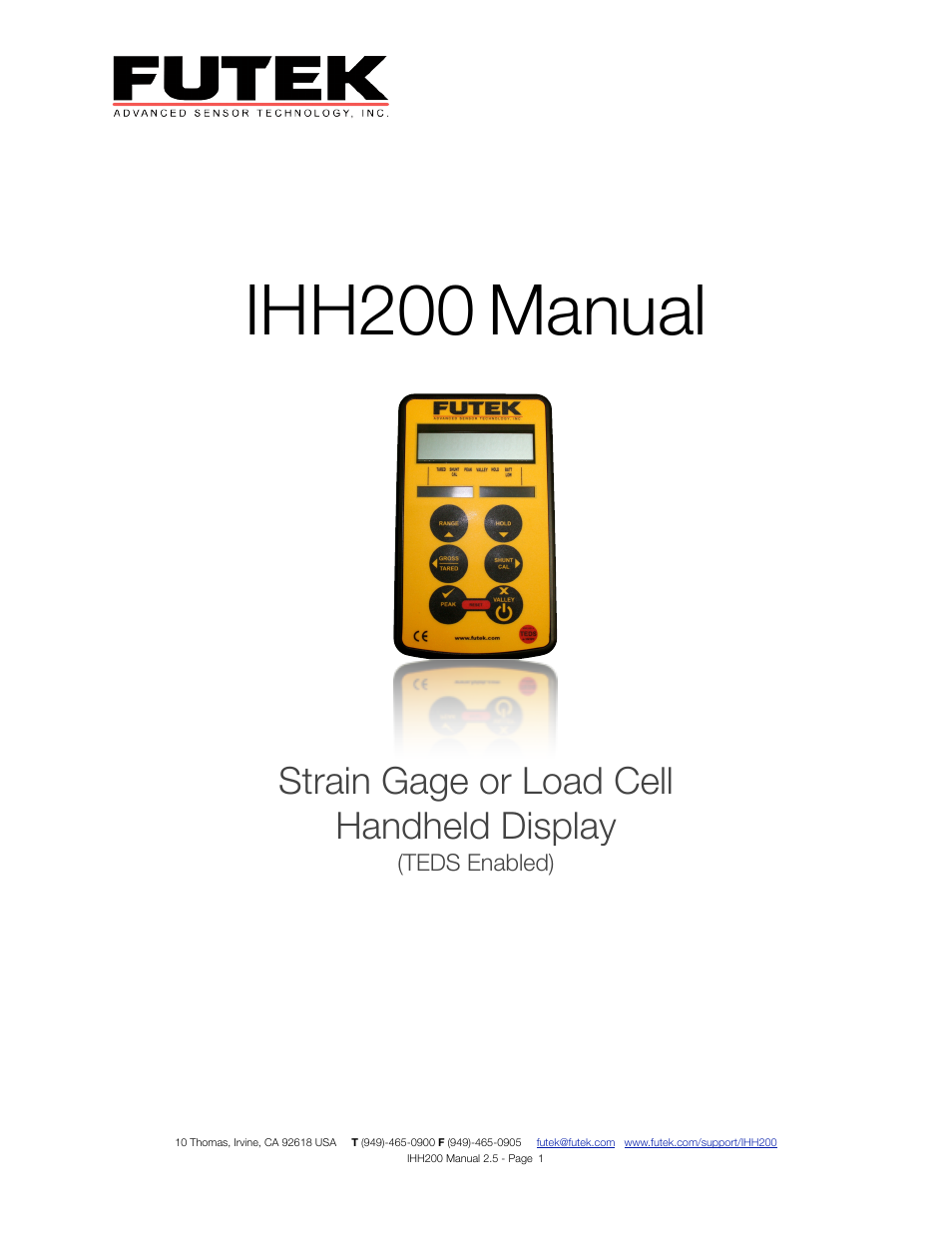 FUTEK IHH200 Digital Display User Manual | 25 pages