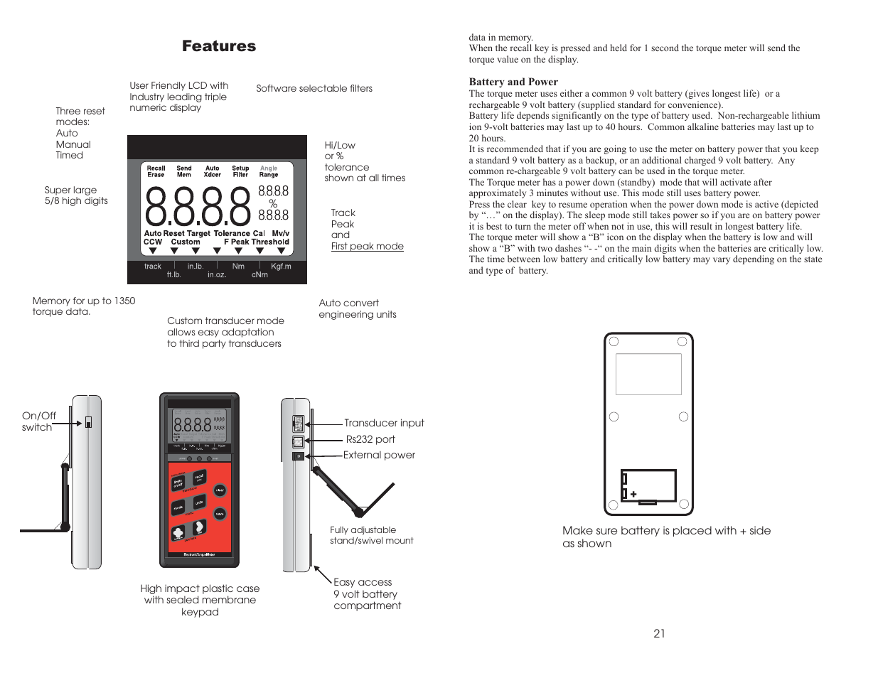 Features | FUTEK IHH300 (D530) Digital Display User Manual | Page 5 / 23