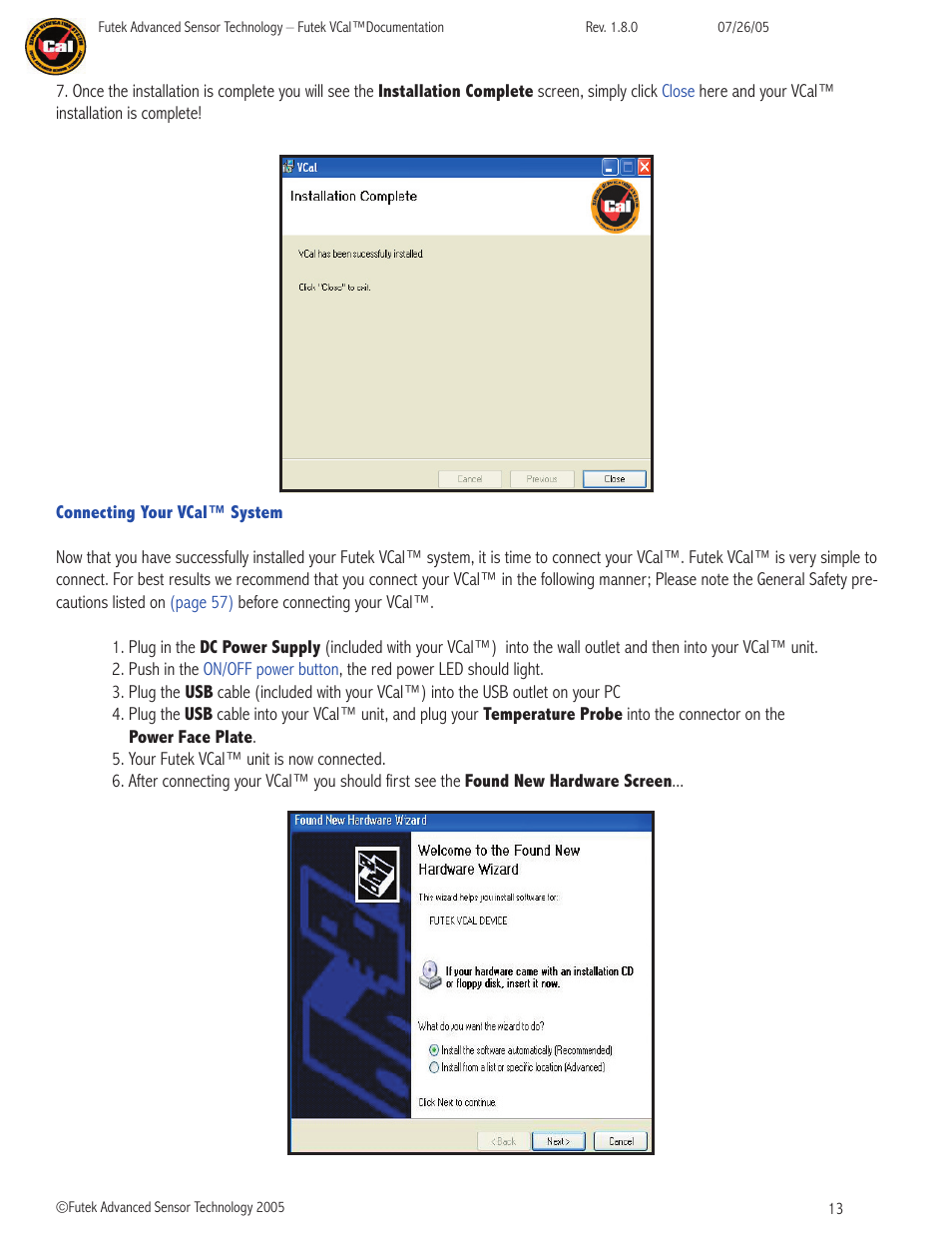 FUTEK VCal Sensor Verification User Manual | Page 13 / 65