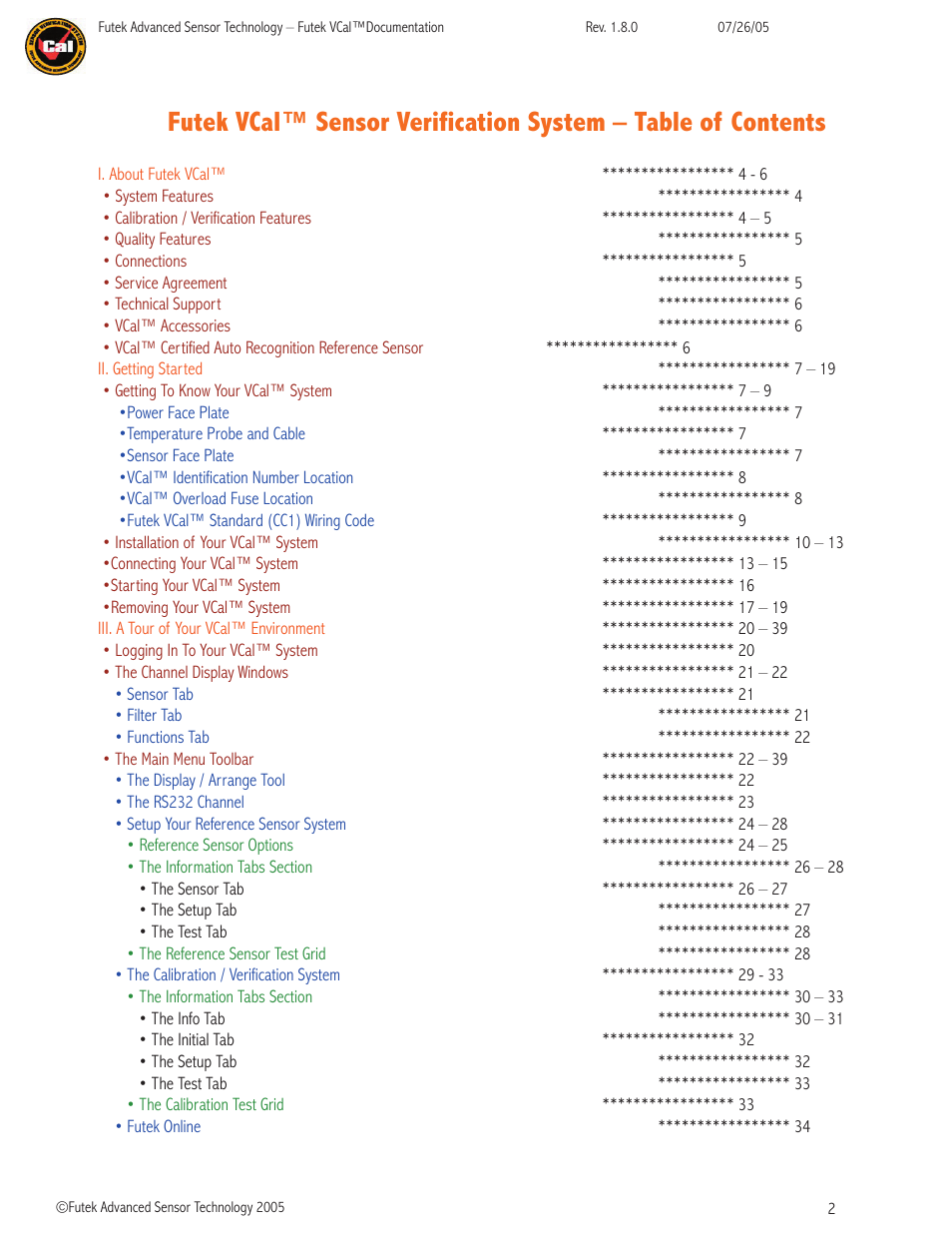 FUTEK VCal Sensor Verification User Manual | Page 2 / 65