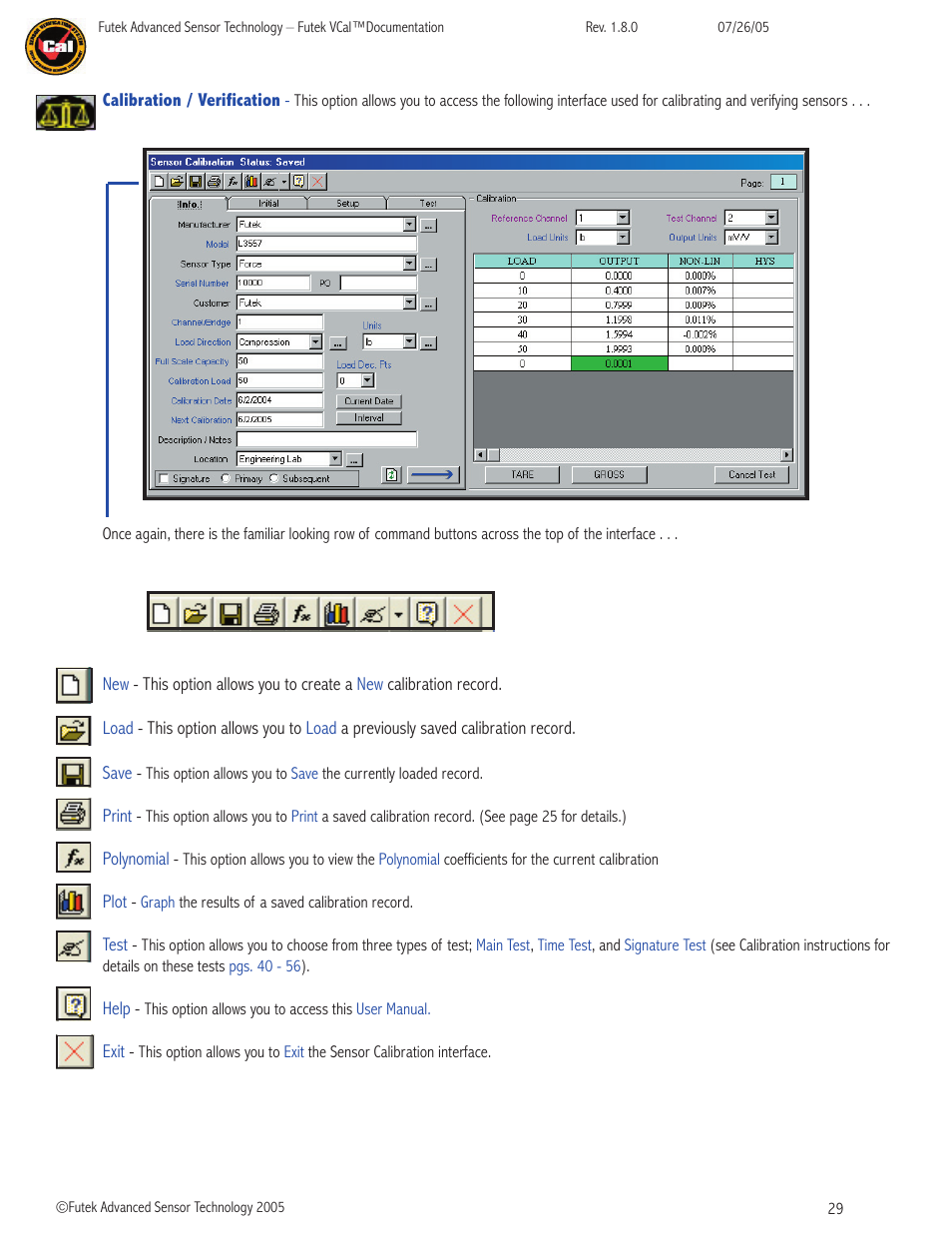 FUTEK VCal Sensor Verification User Manual | Page 29 / 65