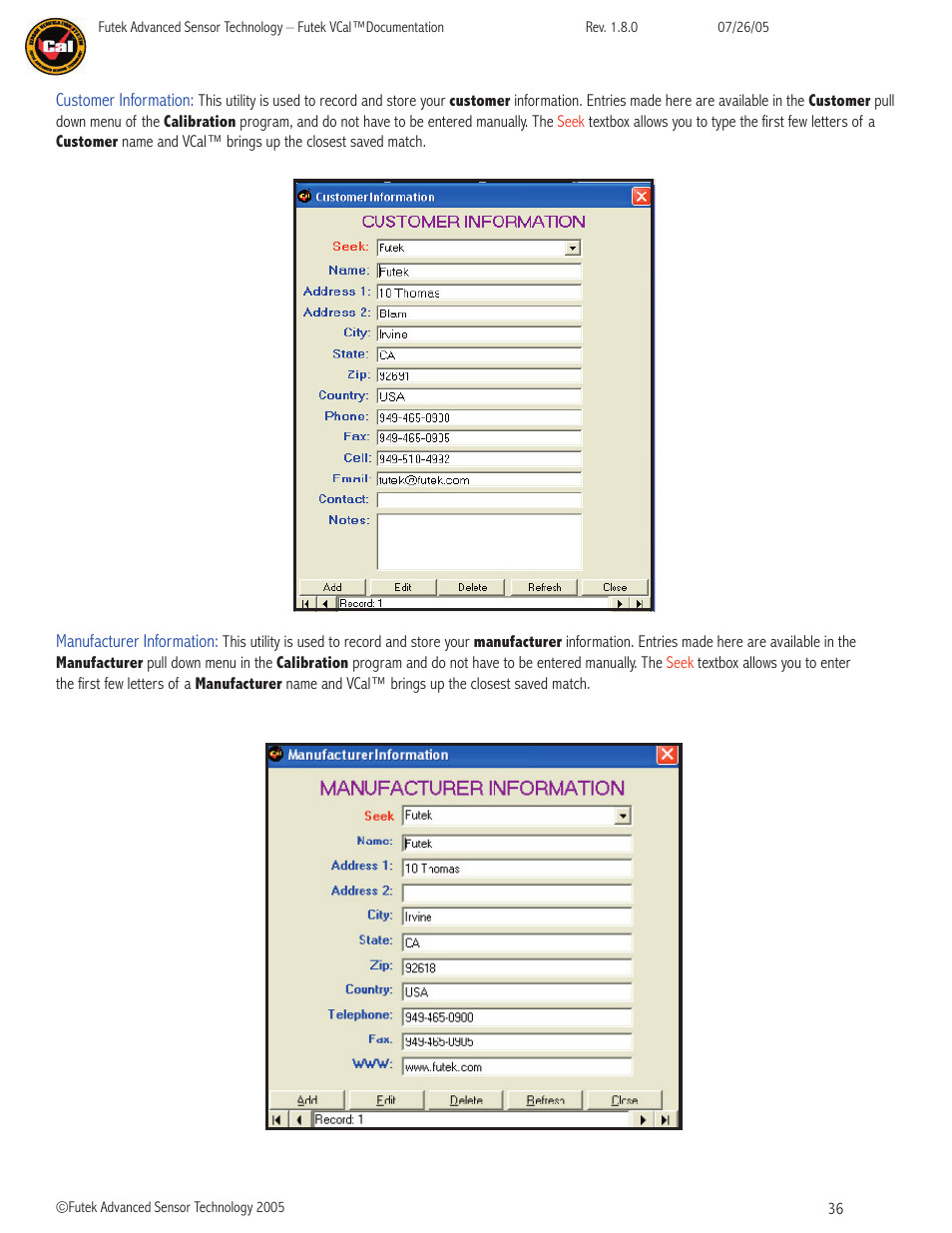 FUTEK VCal Sensor Verification User Manual | Page 36 / 65