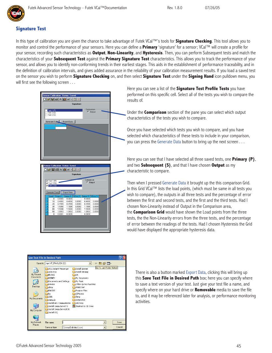 FUTEK VCal Sensor Verification User Manual | Page 45 / 65