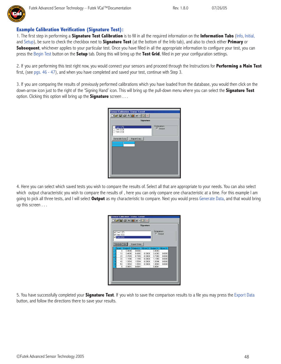 FUTEK VCal Sensor Verification User Manual | Page 48 / 65