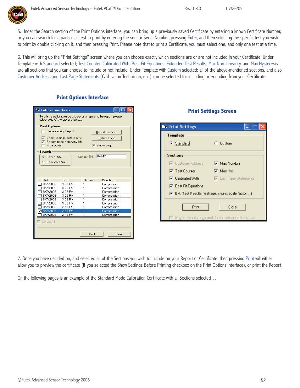 FUTEK VCal Sensor Verification User Manual | Page 52 / 65