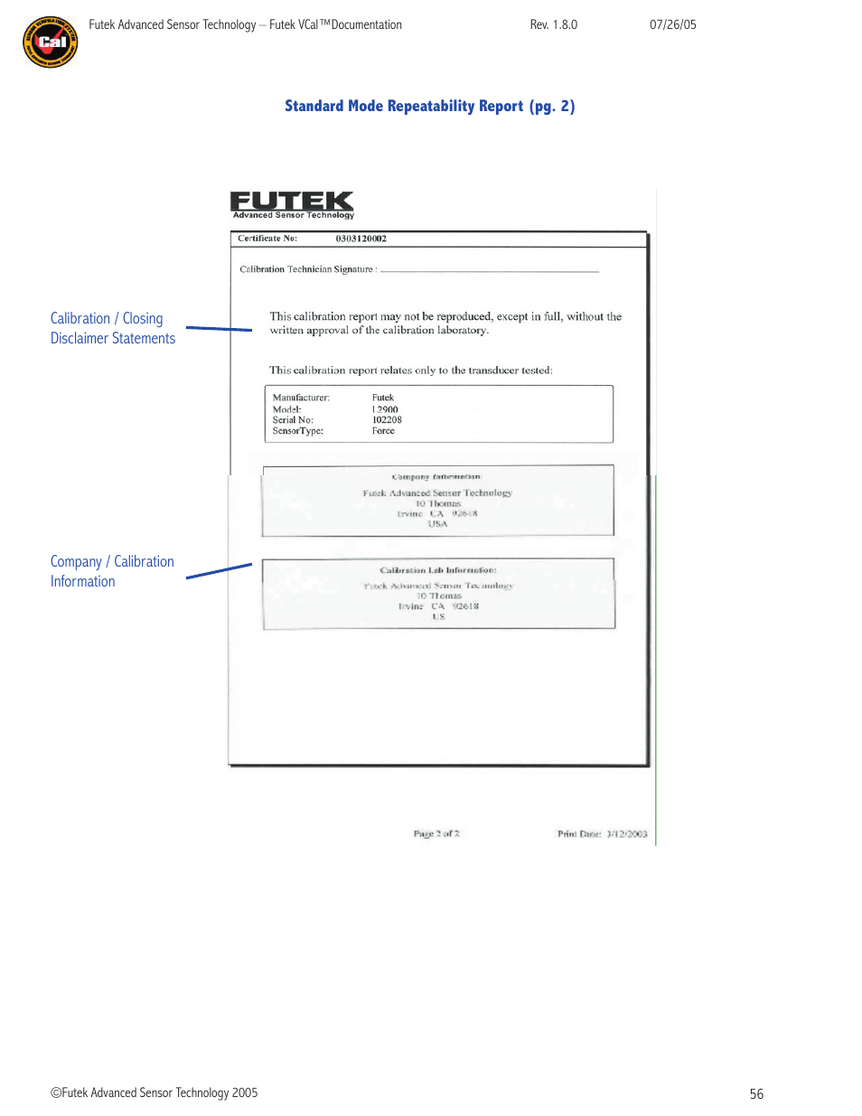 FUTEK VCal Sensor Verification User Manual | Page 56 / 65