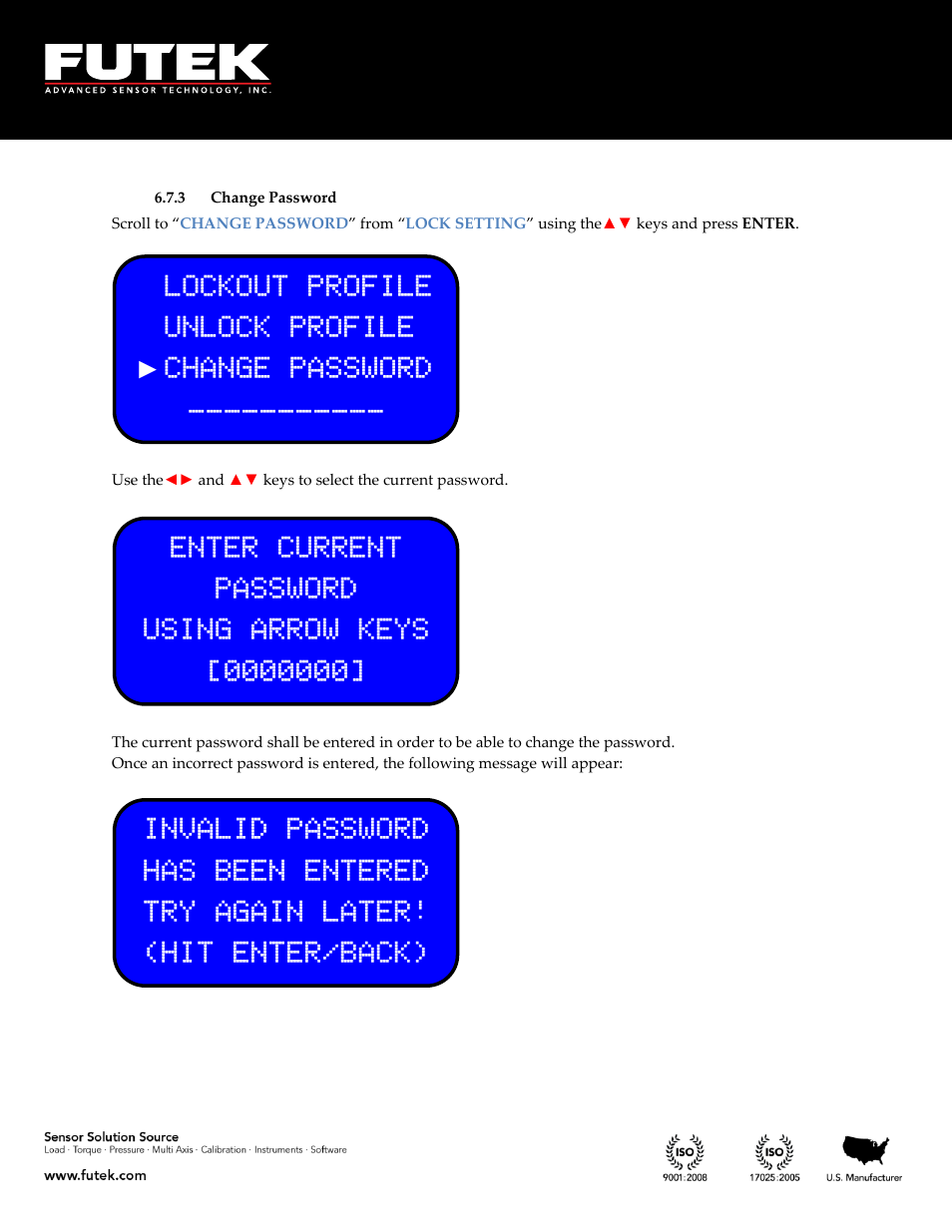 Change password | FUTEK IHH500 Series User Manual | Page 110 / 127