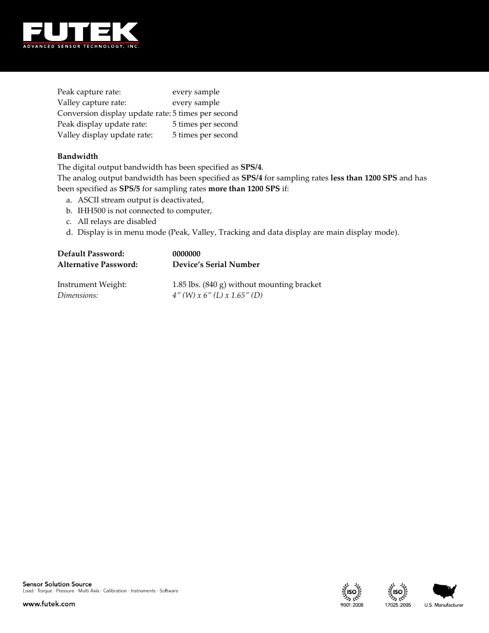 FUTEK IHH500 Series User Manual | Page 124 / 127