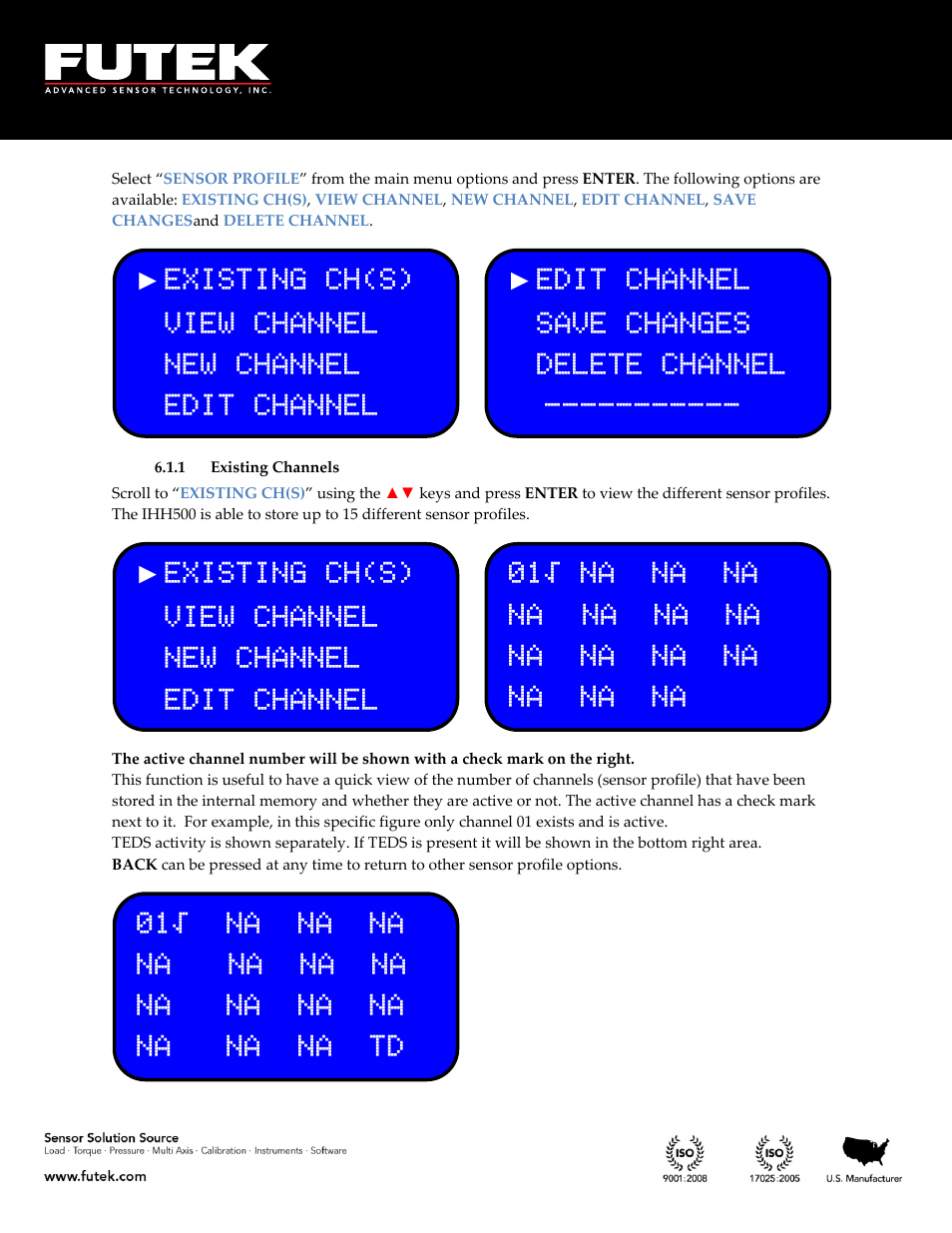 Existing channels | FUTEK IHH500 Series User Manual | Page 27 / 127