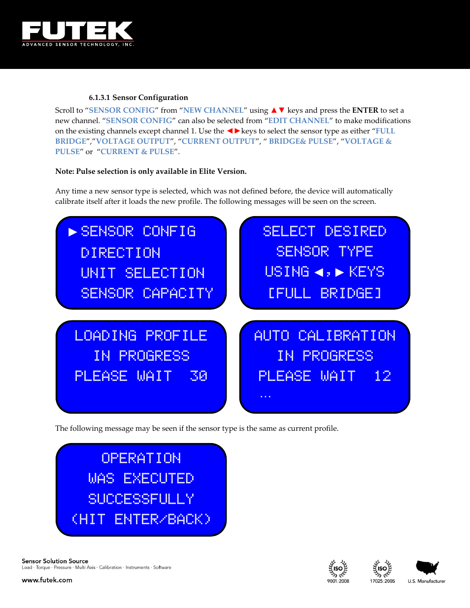 Sensor configuration | FUTEK IHH500 Series User Manual | Page 31 / 127