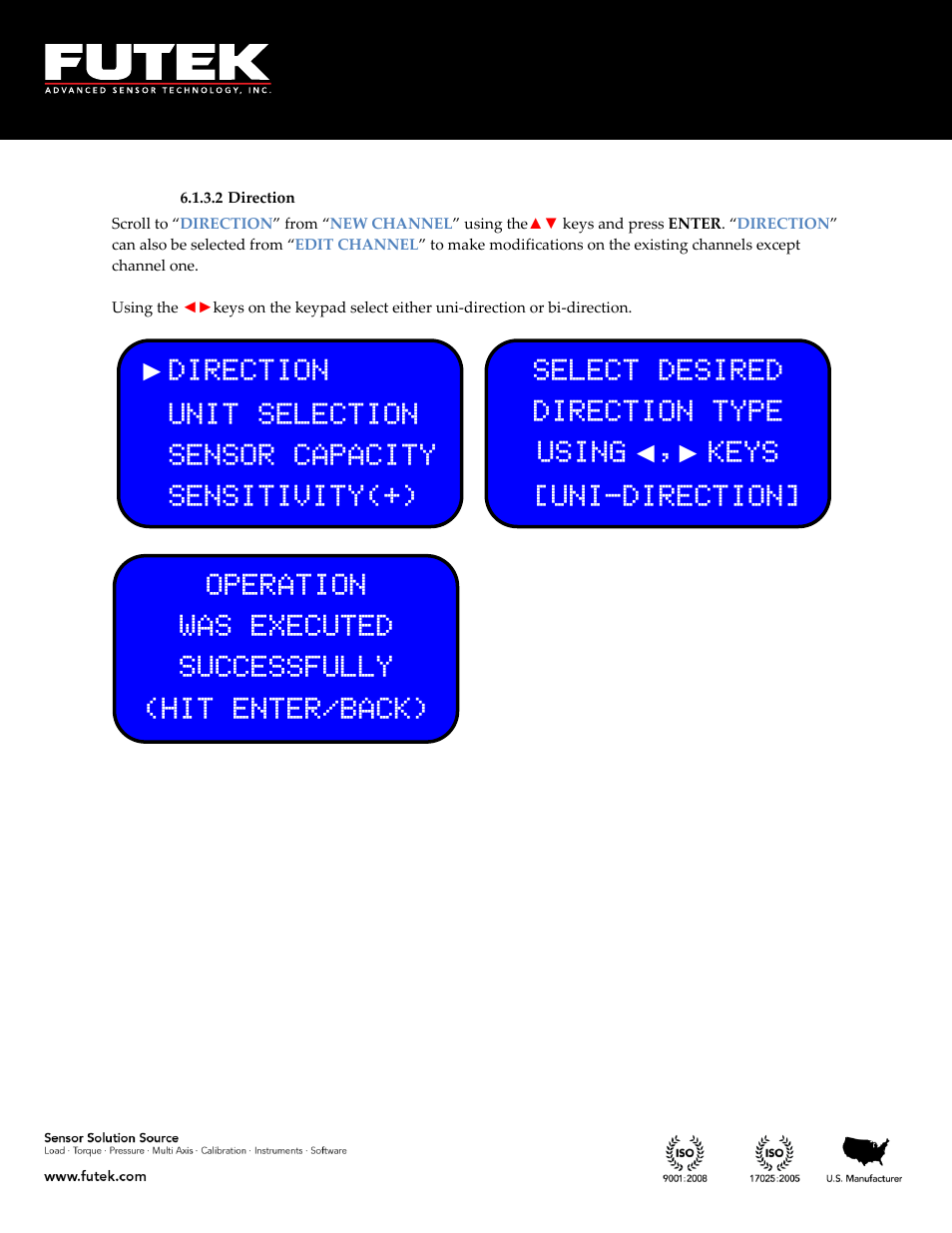 Direction | FUTEK IHH500 Series User Manual | Page 32 / 127