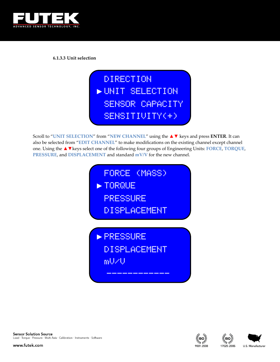 Unit selection | FUTEK IHH500 Series User Manual | Page 33 / 127