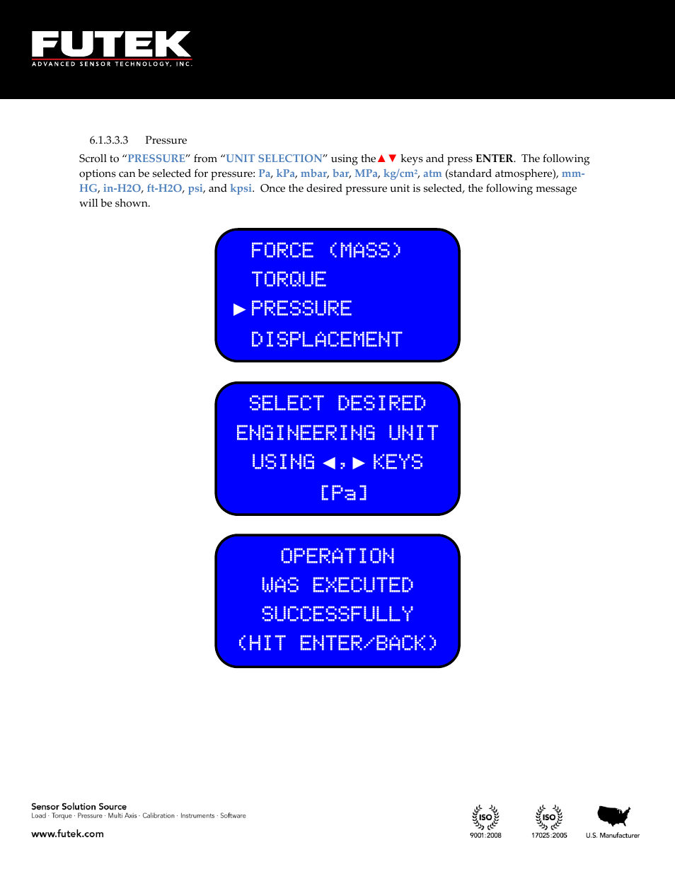 Pressure | FUTEK IHH500 Series User Manual | Page 36 / 127