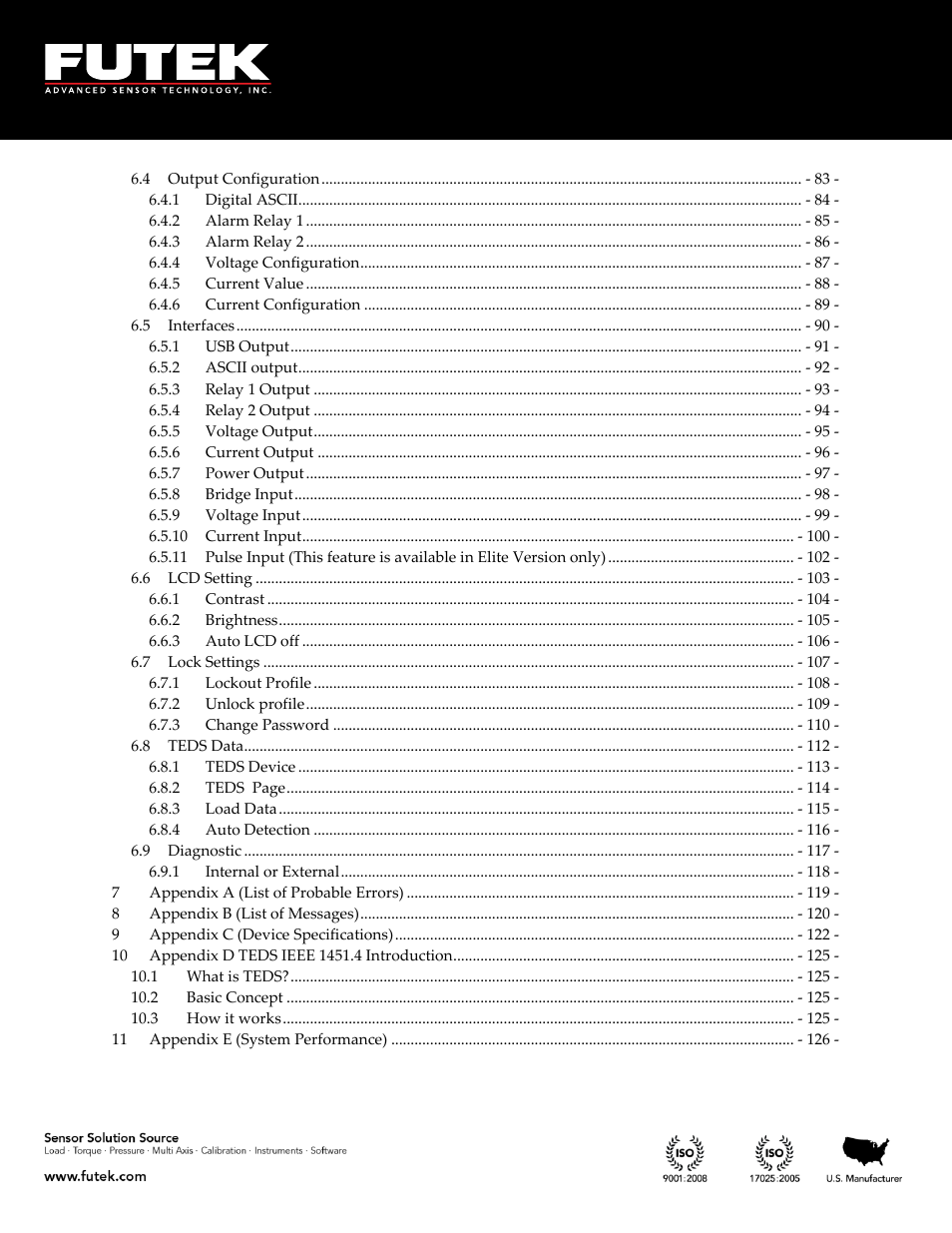 FUTEK IHH500 Series User Manual | Page 4 / 127